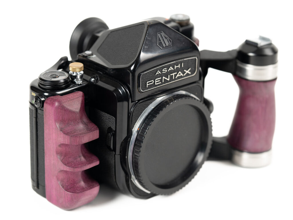 pentax 6x7 film camera on display
